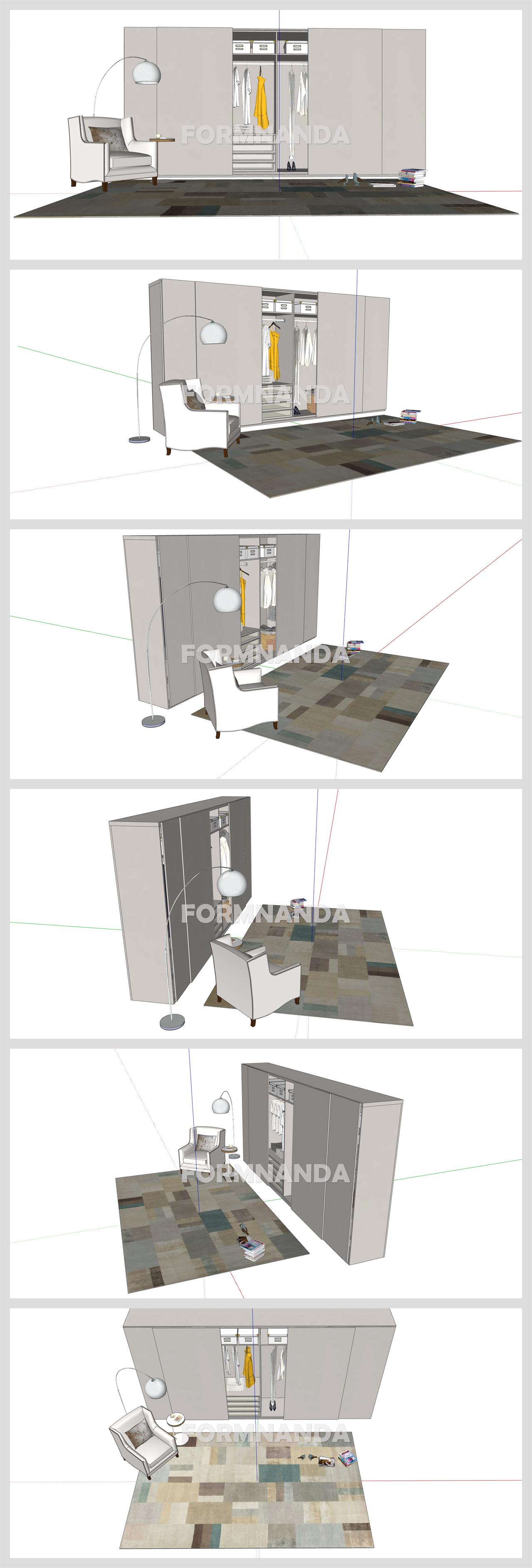 멋진 드레스룸 리모델링 Sketchup 샘플 디자인 상세보기