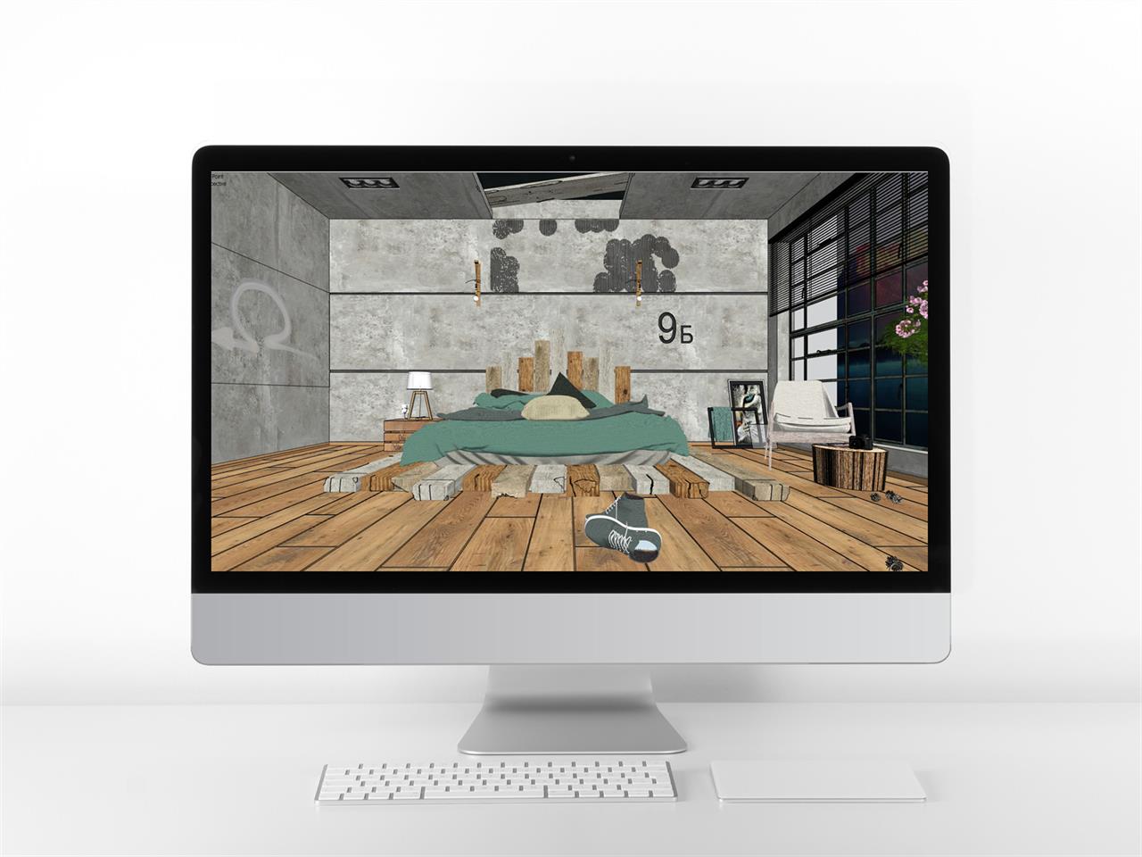단출한 호텔룸 리모델링 Sketchup 소스 만들기 미리보기