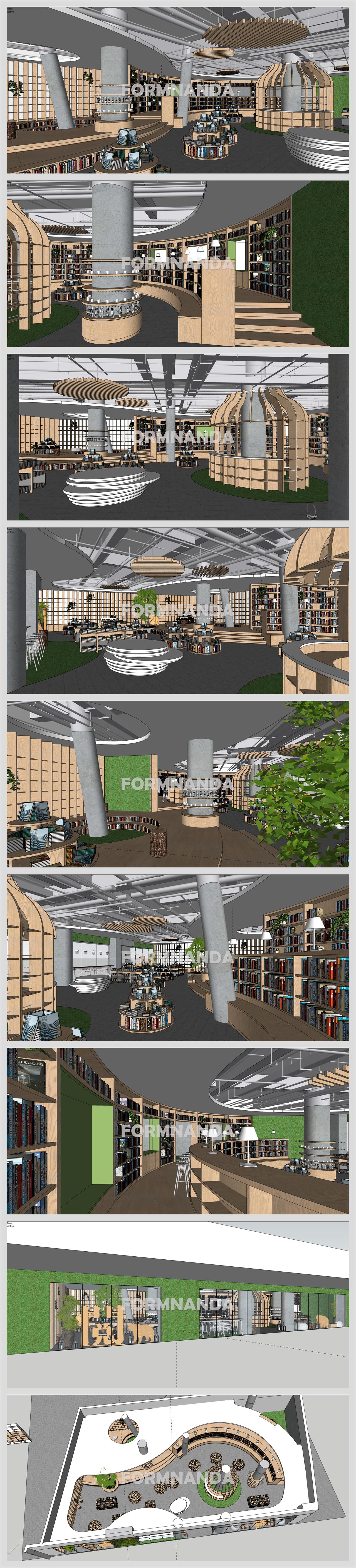 깔끔한 도서공간 인테리어 Sketchup 배경 만들기 상세보기