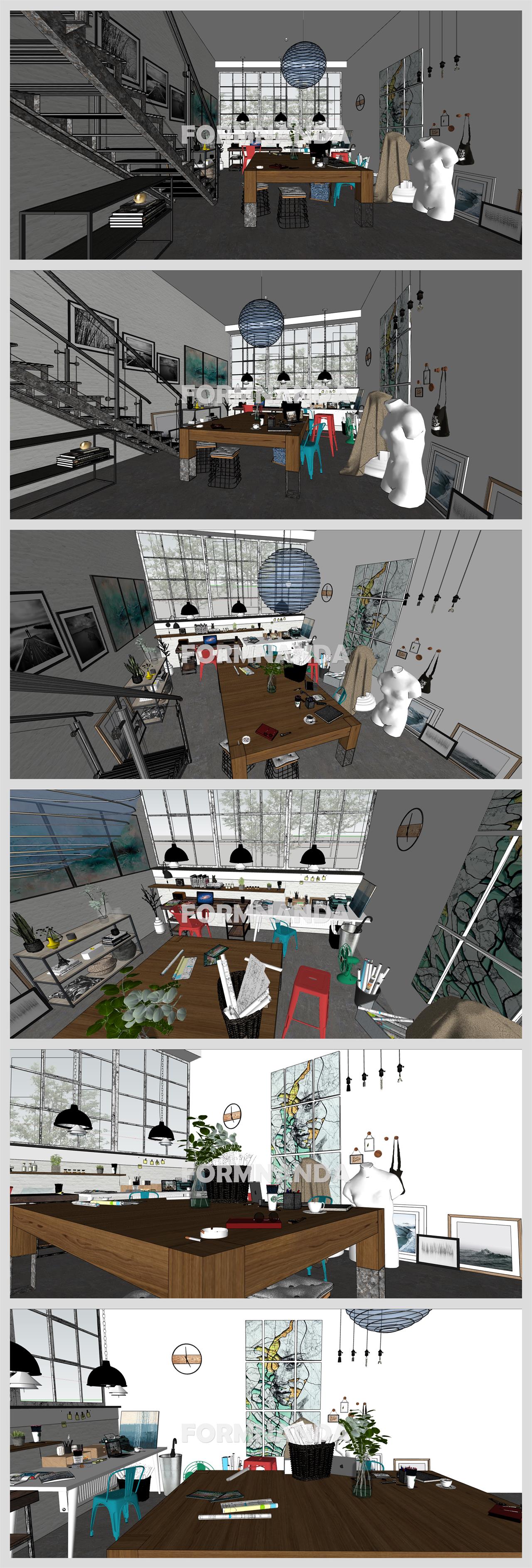 깔끔한 사무회의실 Sketchup 샘플 만들기 상세보기