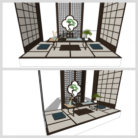 깔끔한 다실공간 디자인 Sketchup 모델 만들기