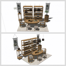 간략한 찻실공간 Sketchup 배경 디자인