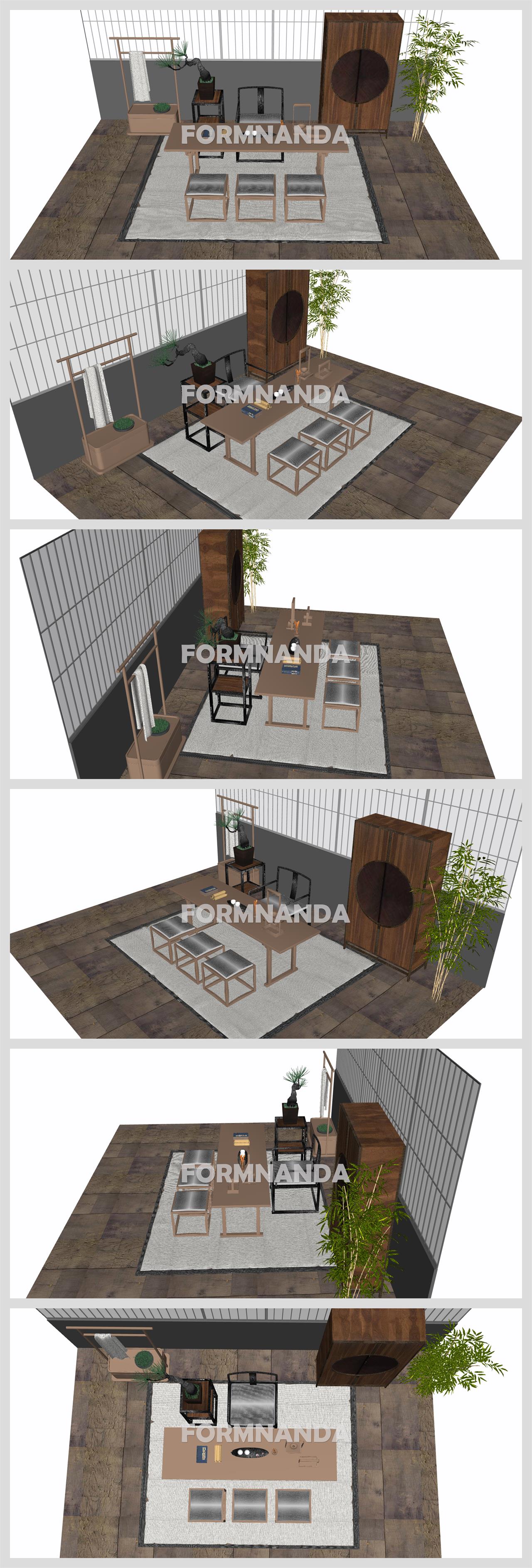 단조로운 찻실공간 Sketchup 배경 디자인 상세보기