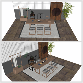 단조로운 찻실공간 Sketchup 배경 디자인