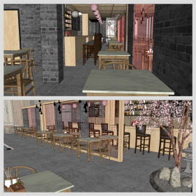 세련된 식당 Sketchup 샘플 디자인