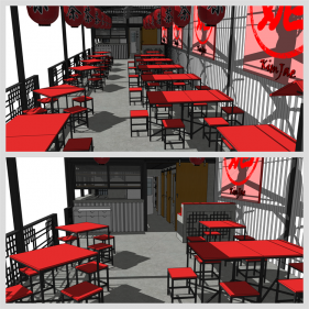 매력적인 식당 리모델링 Sketchup 모델 만들기