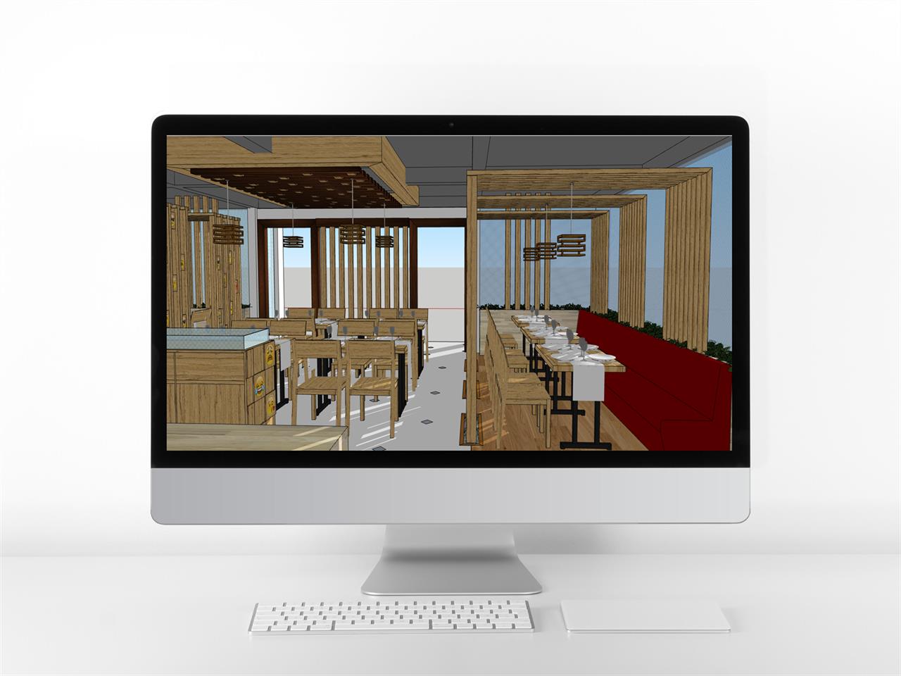 단정한 식당 디자인 웹툰배경 모델 제작 미리보기