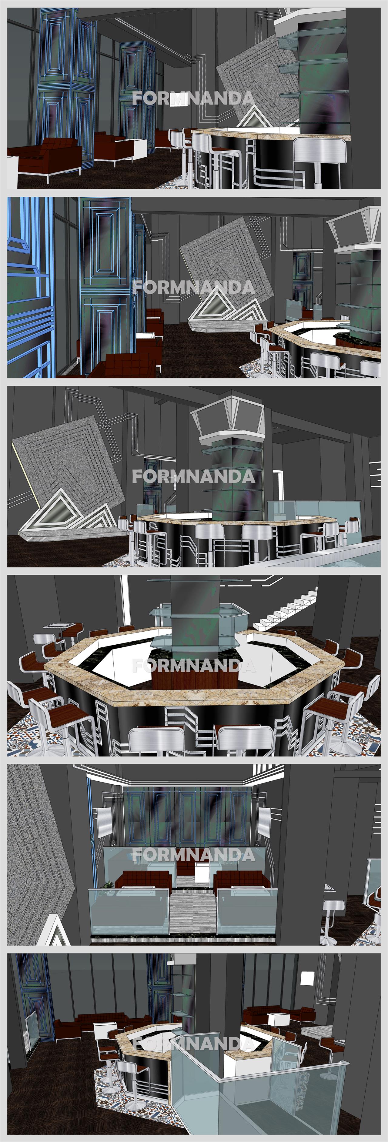 단순한 술집 인테리어 Sketchup 배경 디자인 상세보기