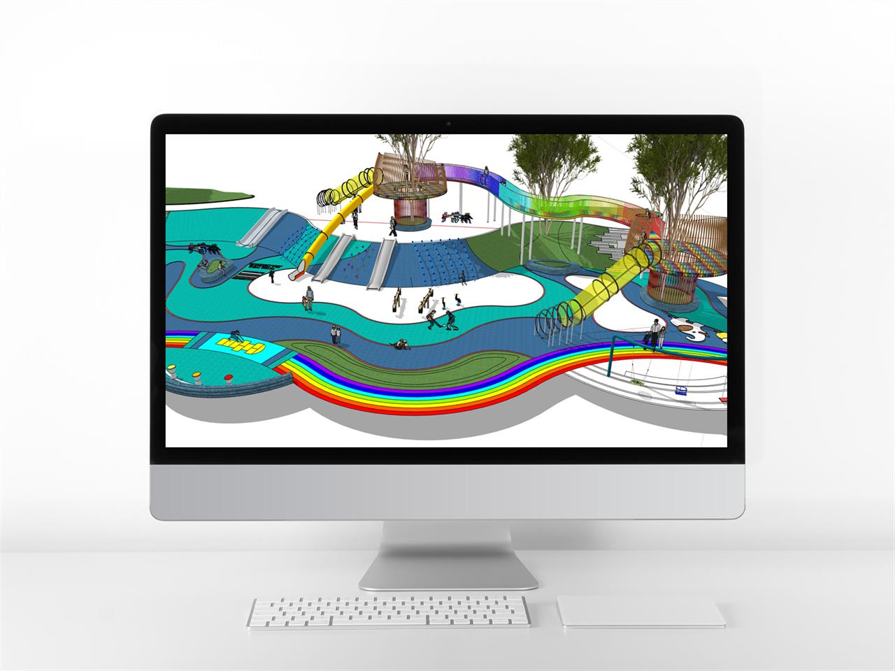 멋진 공원광장 디자인 Sketchup 소스 디자인 미리보기