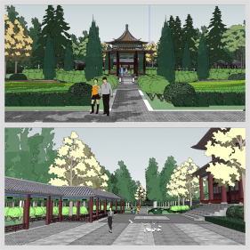 맞춤형 공원광장 실외 Sketchup 템플릿 만들기