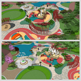 간단한 공원광장 환경 Sketchup 배경 만들기