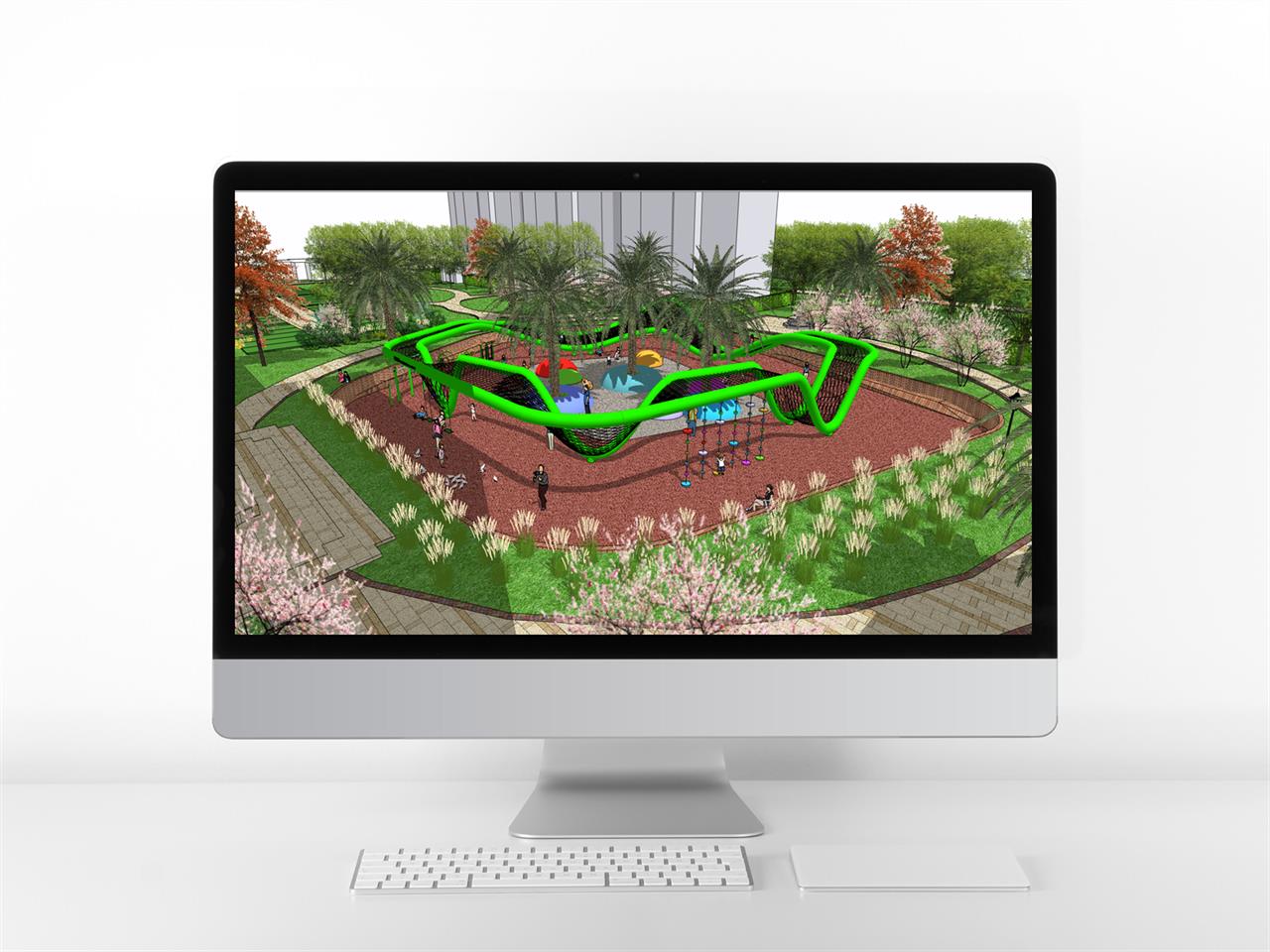 간략한 공원광장 디자인 웹툰배경 샘플 제작 미리보기