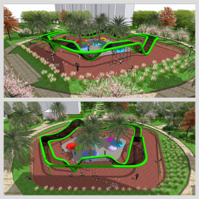 간략한 공원광장 디자인 웹툰배경 샘플 제작