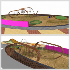 단순한 공원광장 Sketchup 샘플 디자인