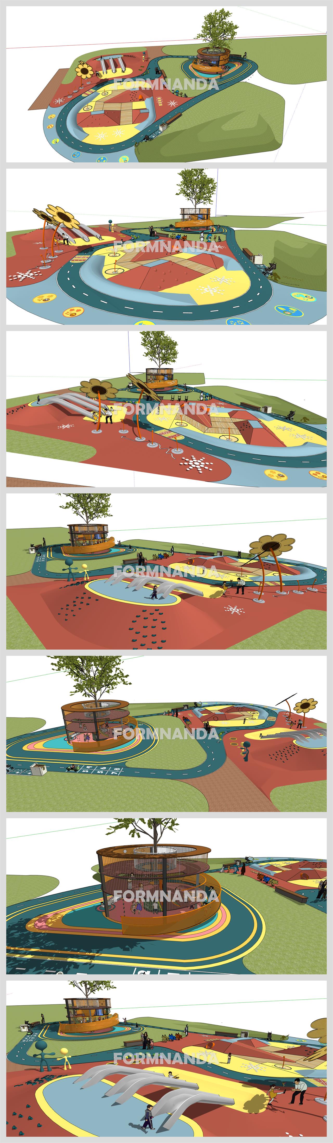 고급형 공원광장 환경 Sketchup 배경 디자인 상세보기