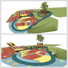 고급형 공원광장 환경 Sketchup 배경 디자인