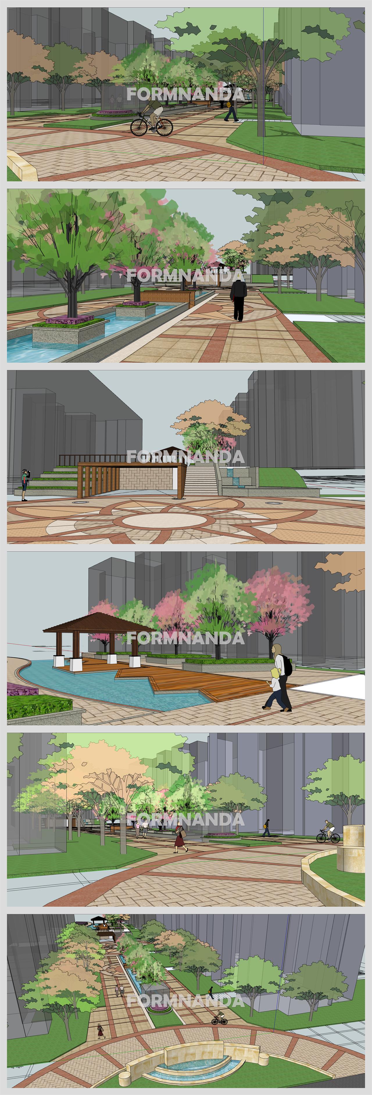 고퀄리티 공원광장 Sketchup 샘플 만들기 상세보기