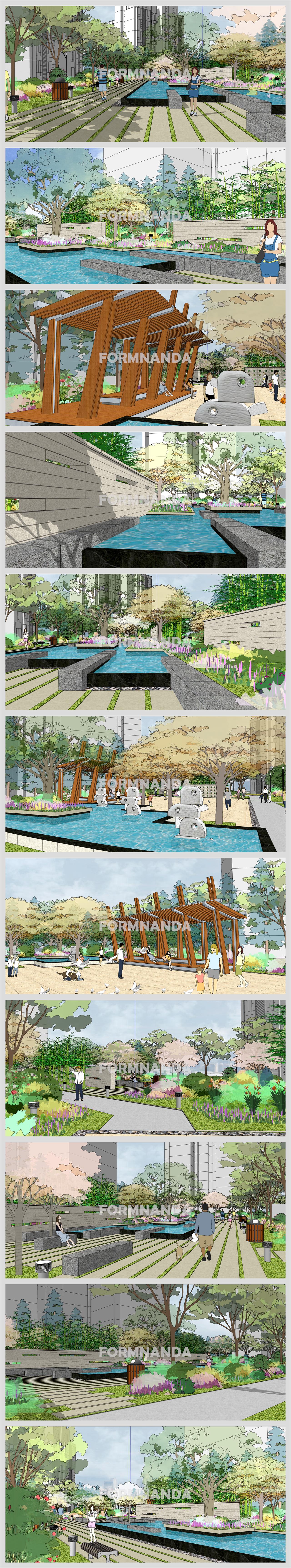 시선을 사로잡는 공원광장 디자인 Sketchup 소스 디자인 상세보기