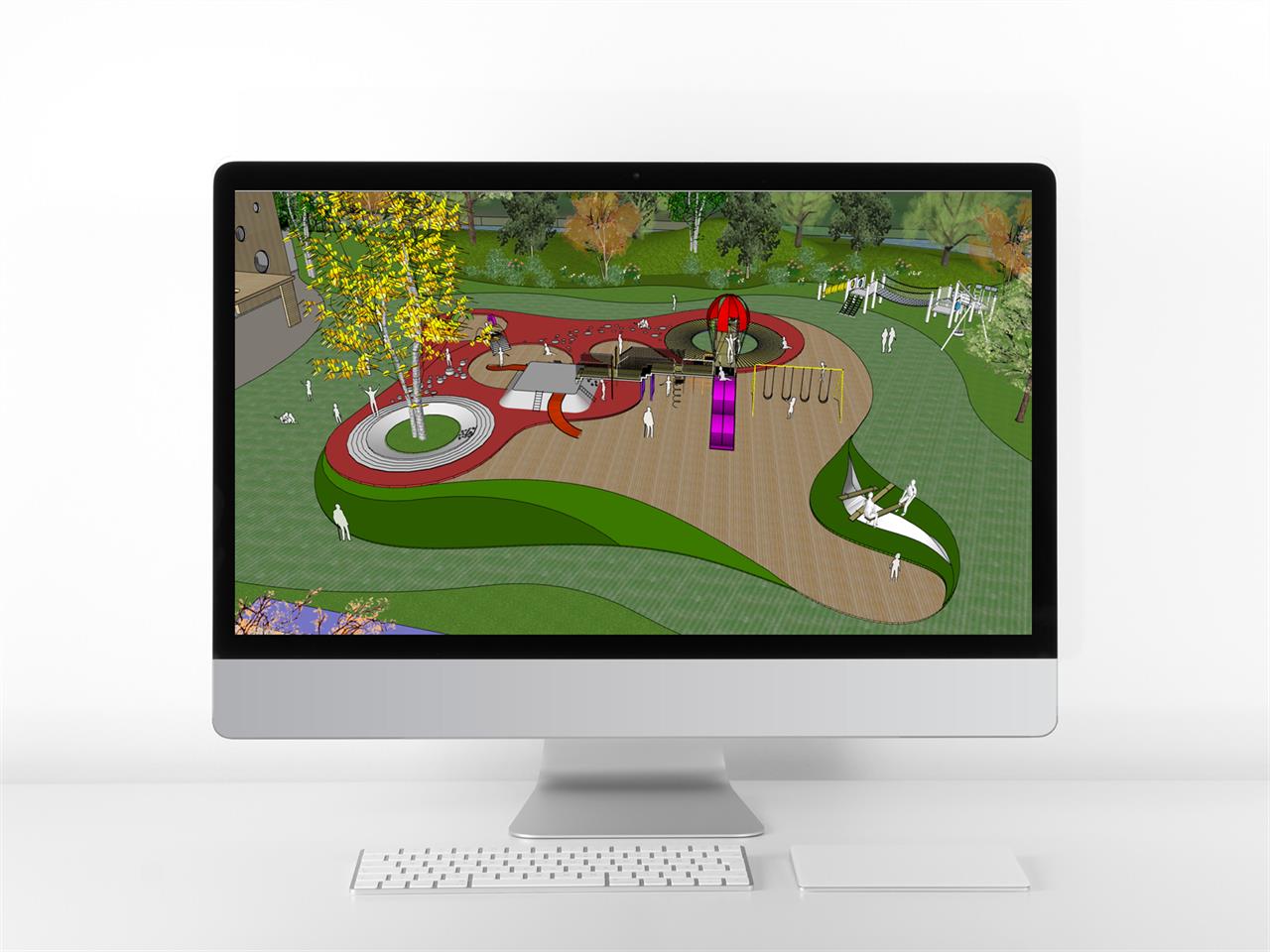 단출한 공원광장 환경 Sketchup 배경 만들기 미리보기