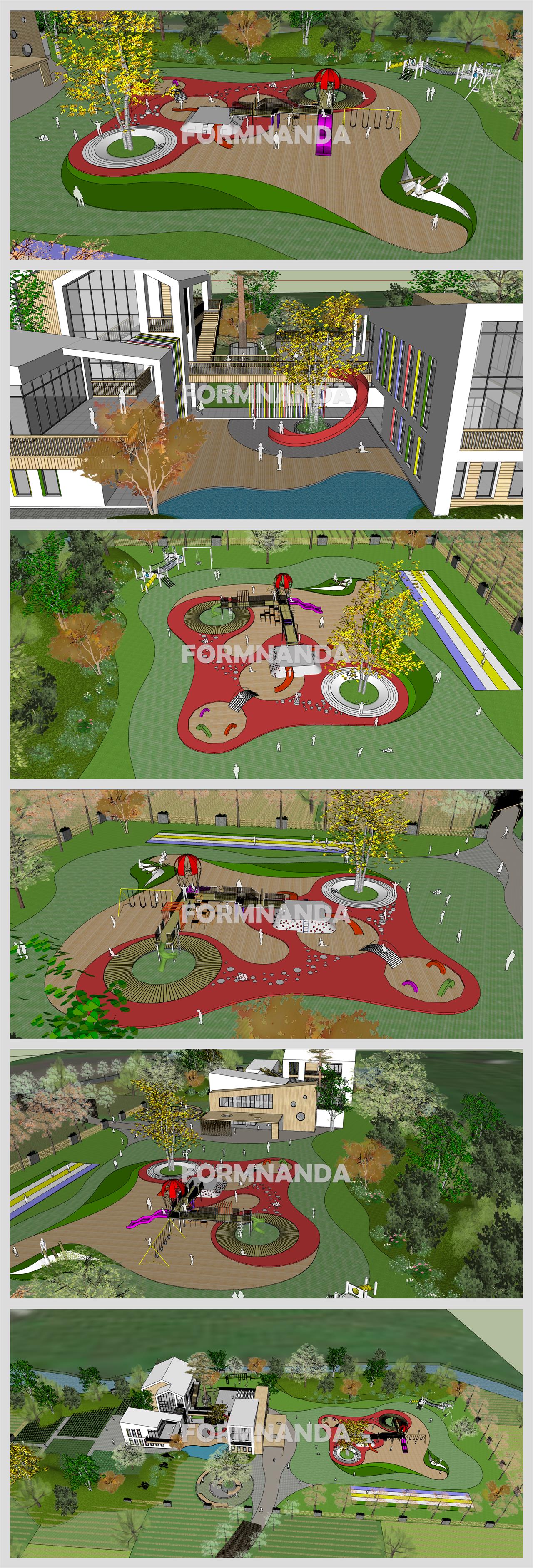 단출한 공원광장 환경 Sketchup 배경 만들기 상세보기