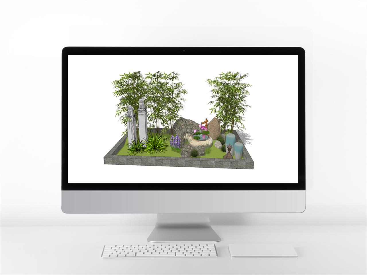 단정한 정원조경 환경 Sketchup 모델 디자인 미리보기