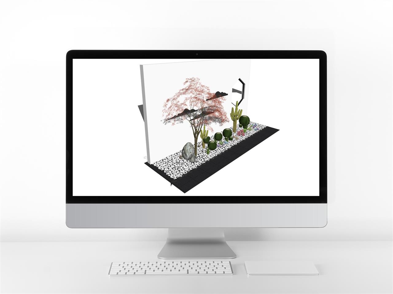 깔끔한 정원조경 환경 Sketchup 모델 만들기 미리보기