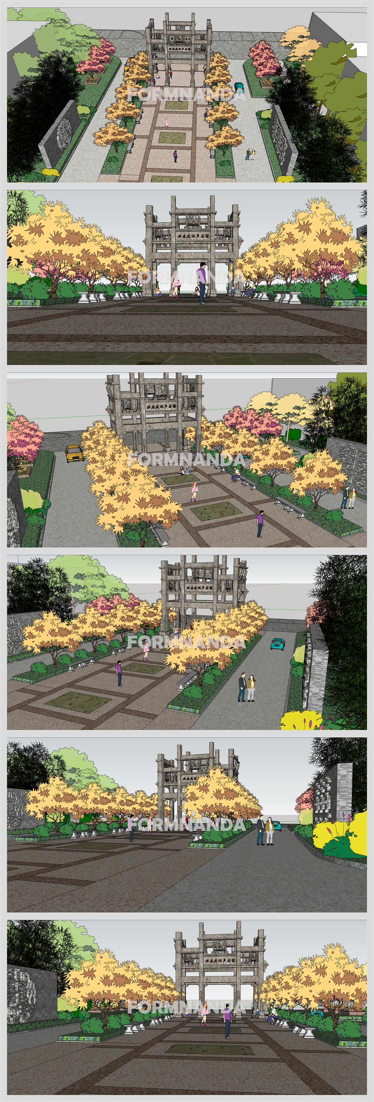 간략한 정원조경 Sketchup 배경 디자인 상세보기