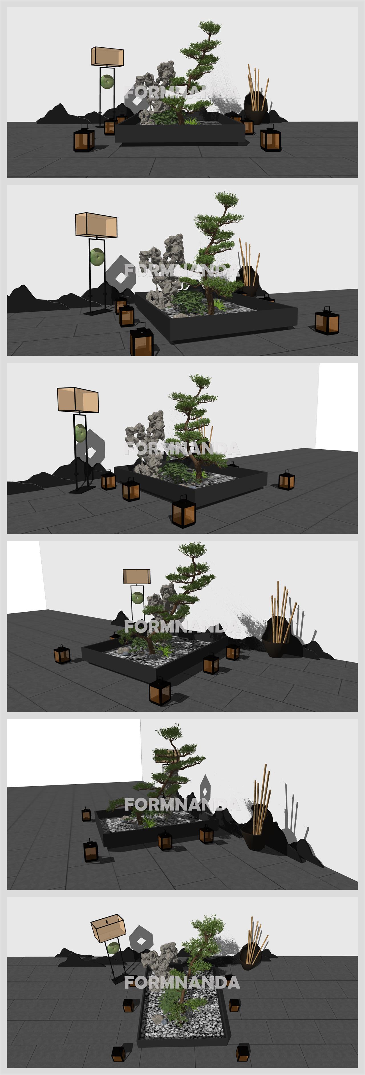 단조로운 정원조경 Sketchup 배경 디자인 상세보기