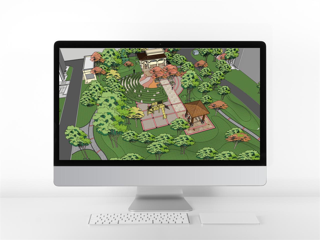 정결한 정원조경 디자인 Sketchup 샘플 만들기 미리보기
