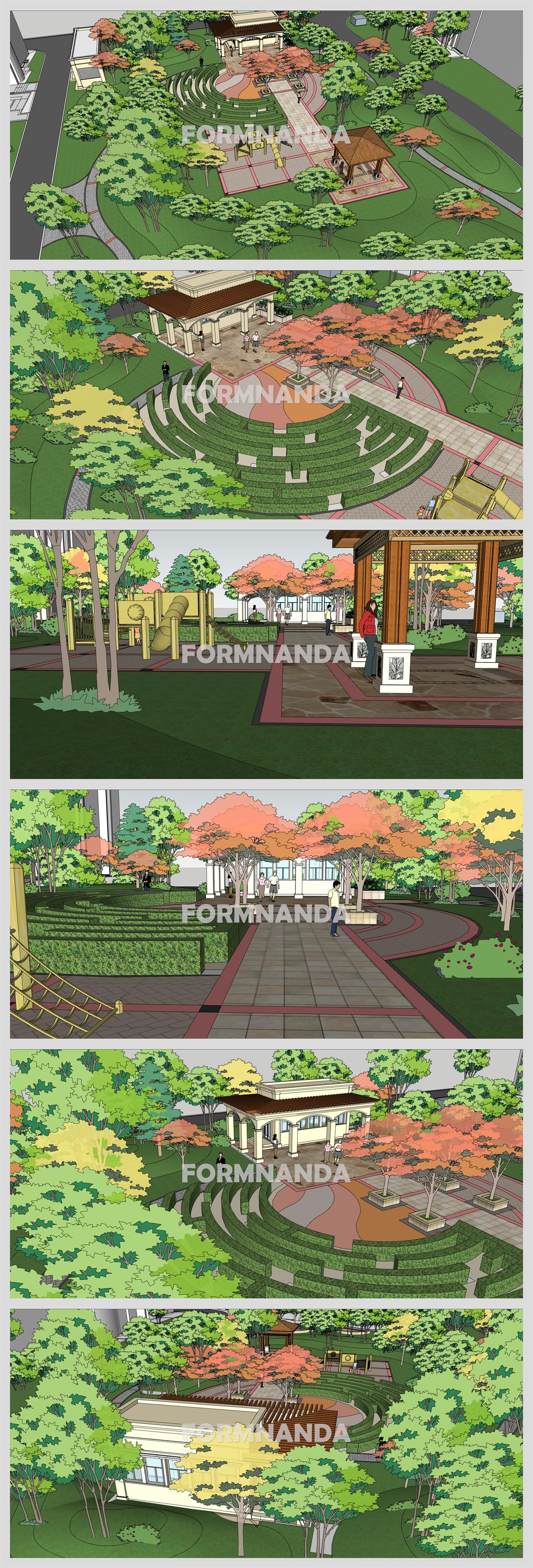 정결한 정원조경 디자인 Sketchup 샘플 만들기 상세보기