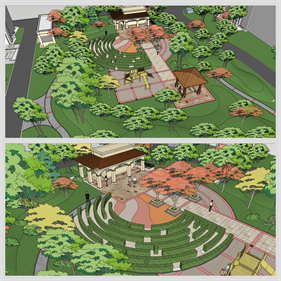 정결한 정원조경 디자인 Sketchup 샘플 만들기