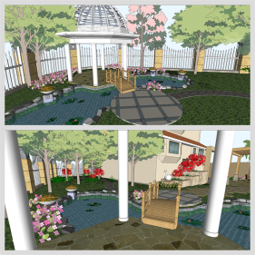 간략한 정원조경 디자인 Sketchup 샘플 디자인