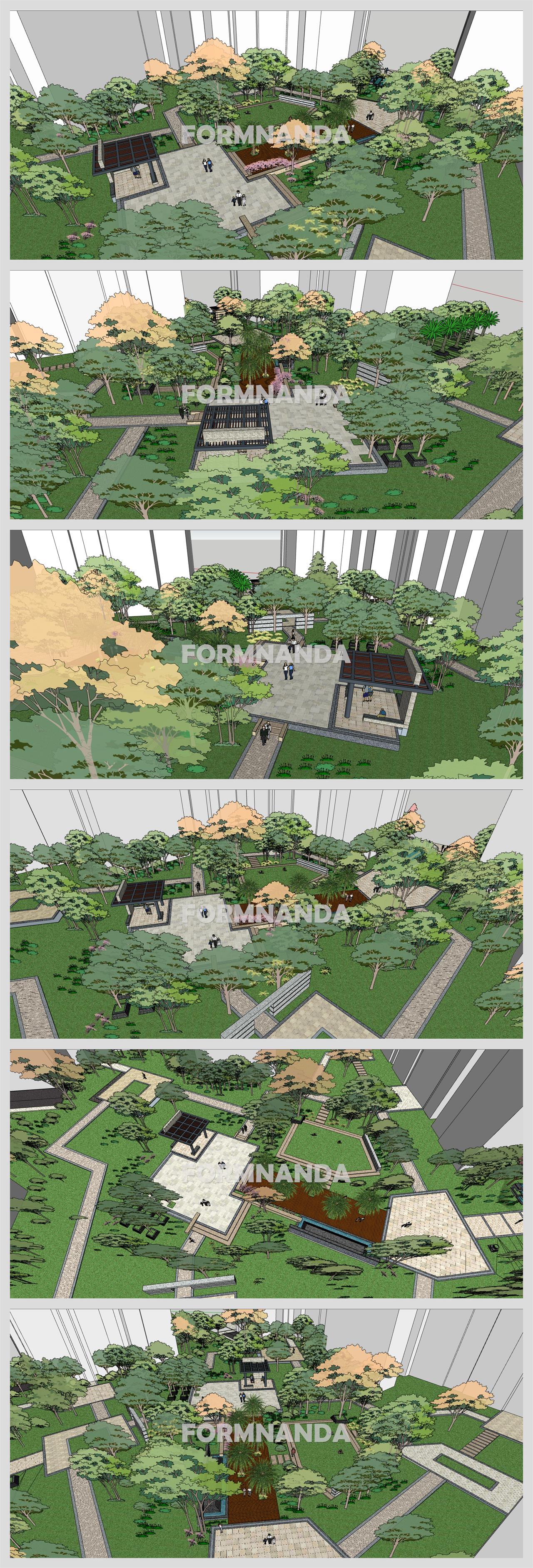 세련된 정원조경 Sketchup 배경 디자인 상세보기