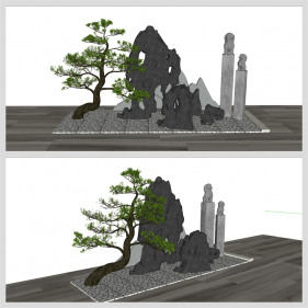 심플한 정원조경 환경 Sketchup 모델 디자인