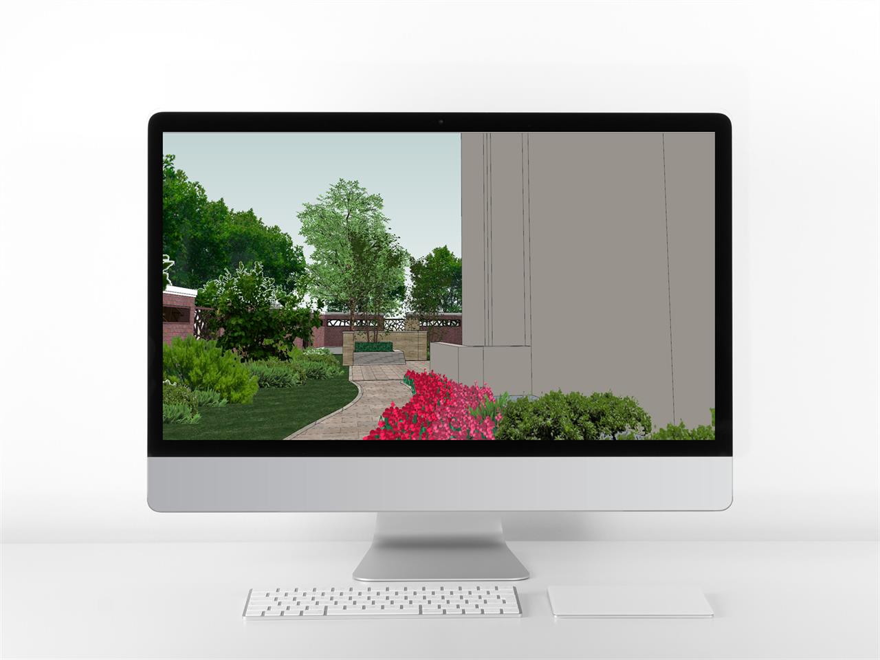 단조로운 정원조경 디자인 Sketchup 샘플 디자인 미리보기