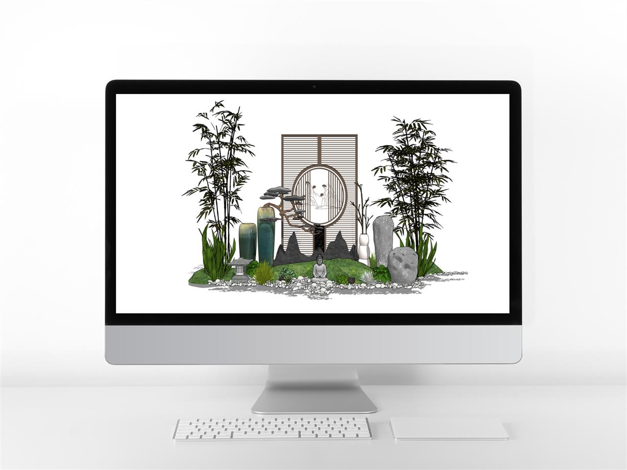 현대적인 정원조경 디자인 스케치업 템플릿 다운 미리보기