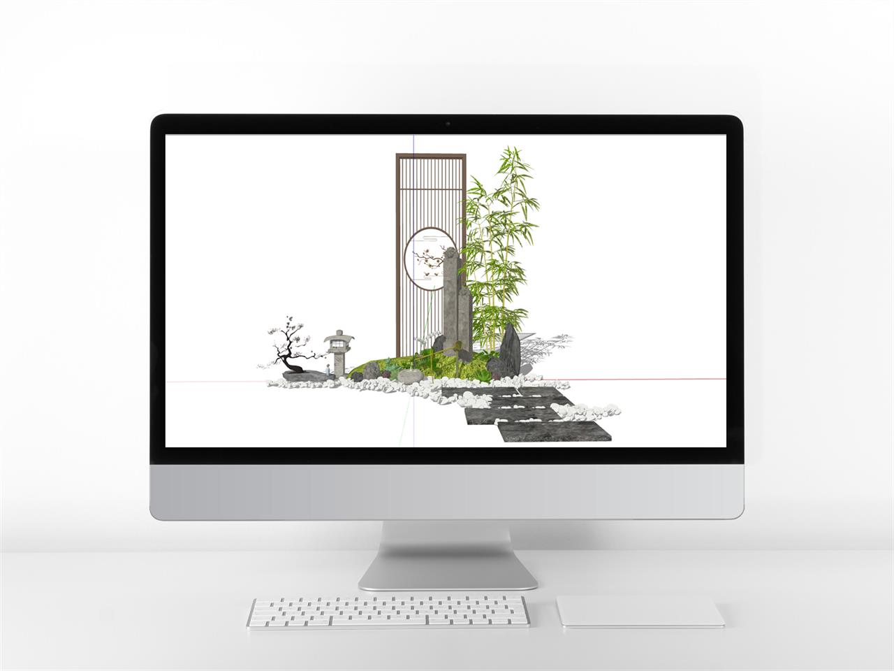 단순한 정원조경 디자인 스케치업 템플릿 다운로드 미리보기