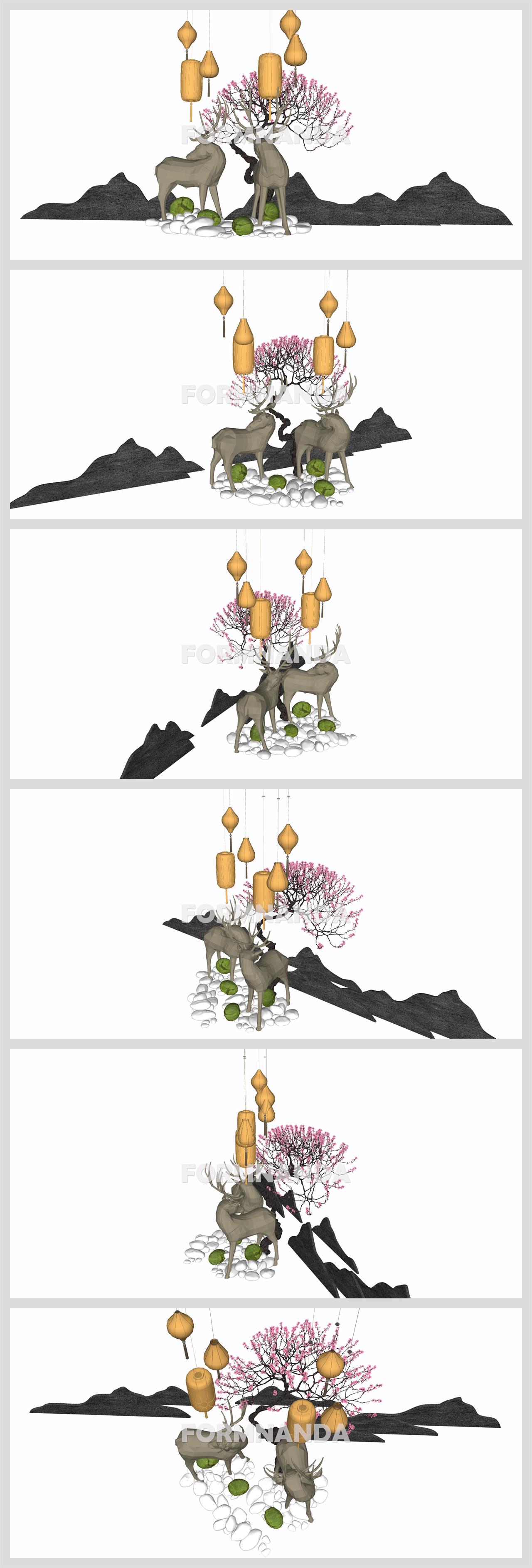 산뜻한 정원조경 환경 Sketchup 모델 디자인 상세보기