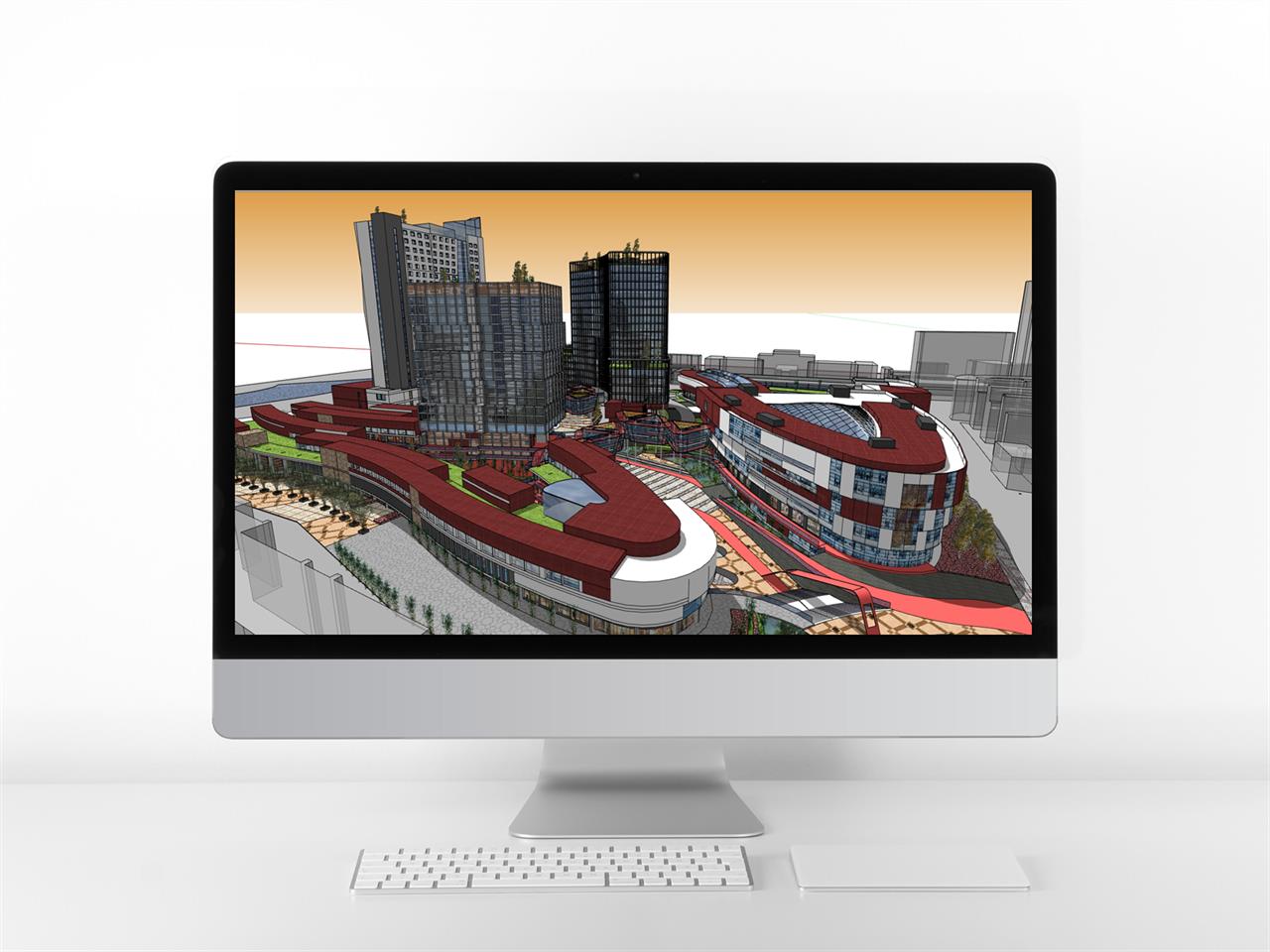 폼나는 상업시설 실외 Sketchup 템플릿 만들기 미리보기