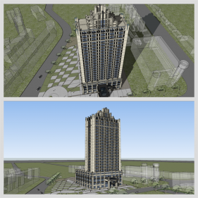 단출한 오피스텔 실외 Sketchup 배경 만들기