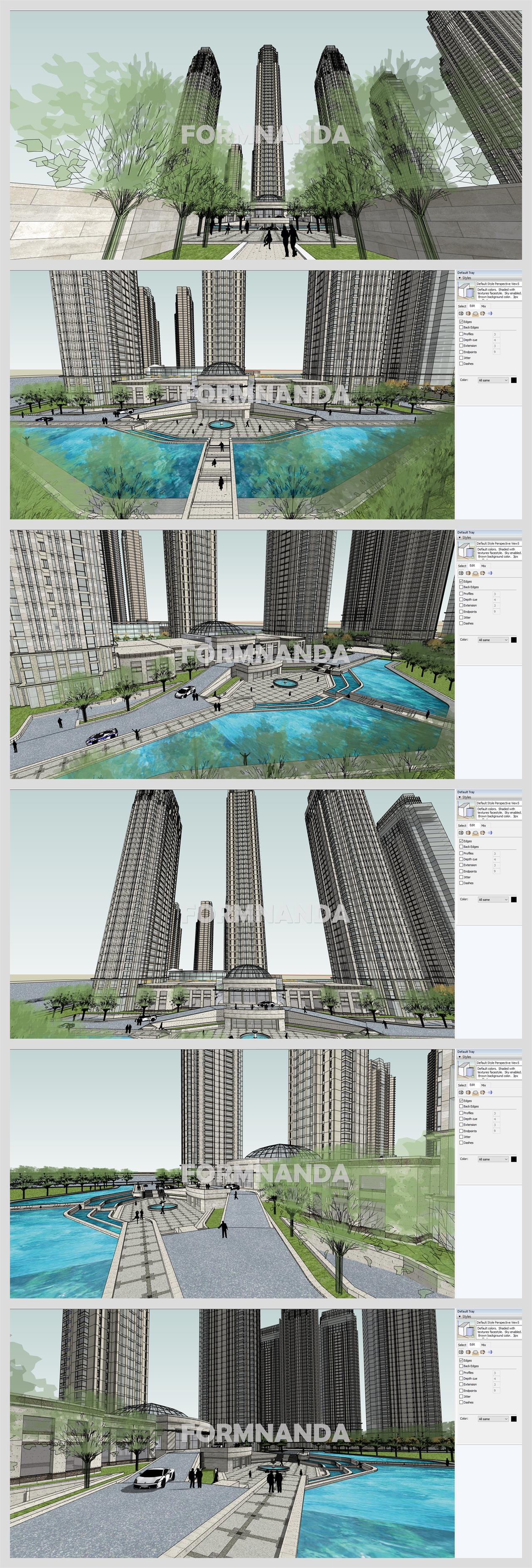 베이직  고층건축 실외 Sketchup 샘플 만들기 상세보기