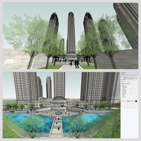 베이직  고층건축 실외 Sketchup 샘플 만들기