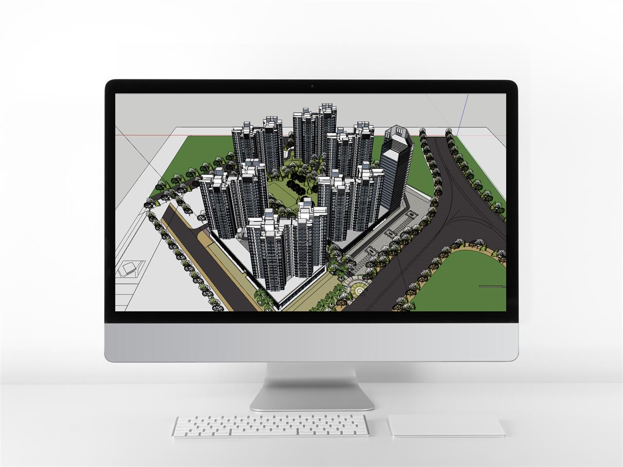 세련된 고층건축 꾸미기 Sketchup 소스 디자인 미리보기