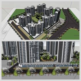 세련된 고층건축 꾸미기 Sketchup 소스 디자인