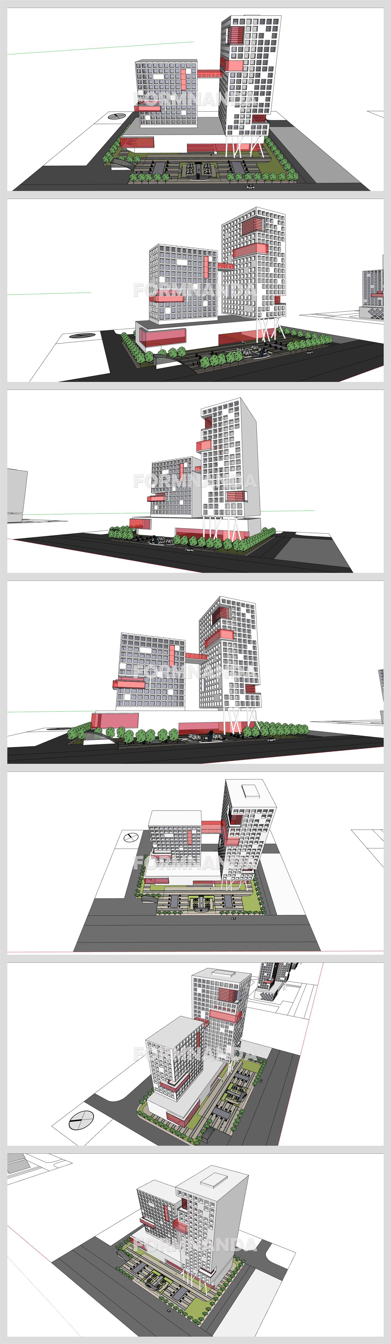 매력적인 사무행정시설 Sketchup 모델 만들기 상세보기