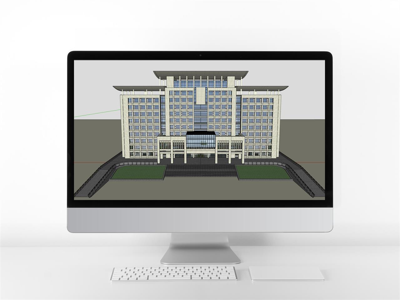 심플한 사무행정시설 디자인 Sketchup 배경 디자인 미리보기