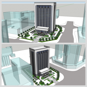 간편한 사무행정시설 실외 Sketchup 샘플 만들기