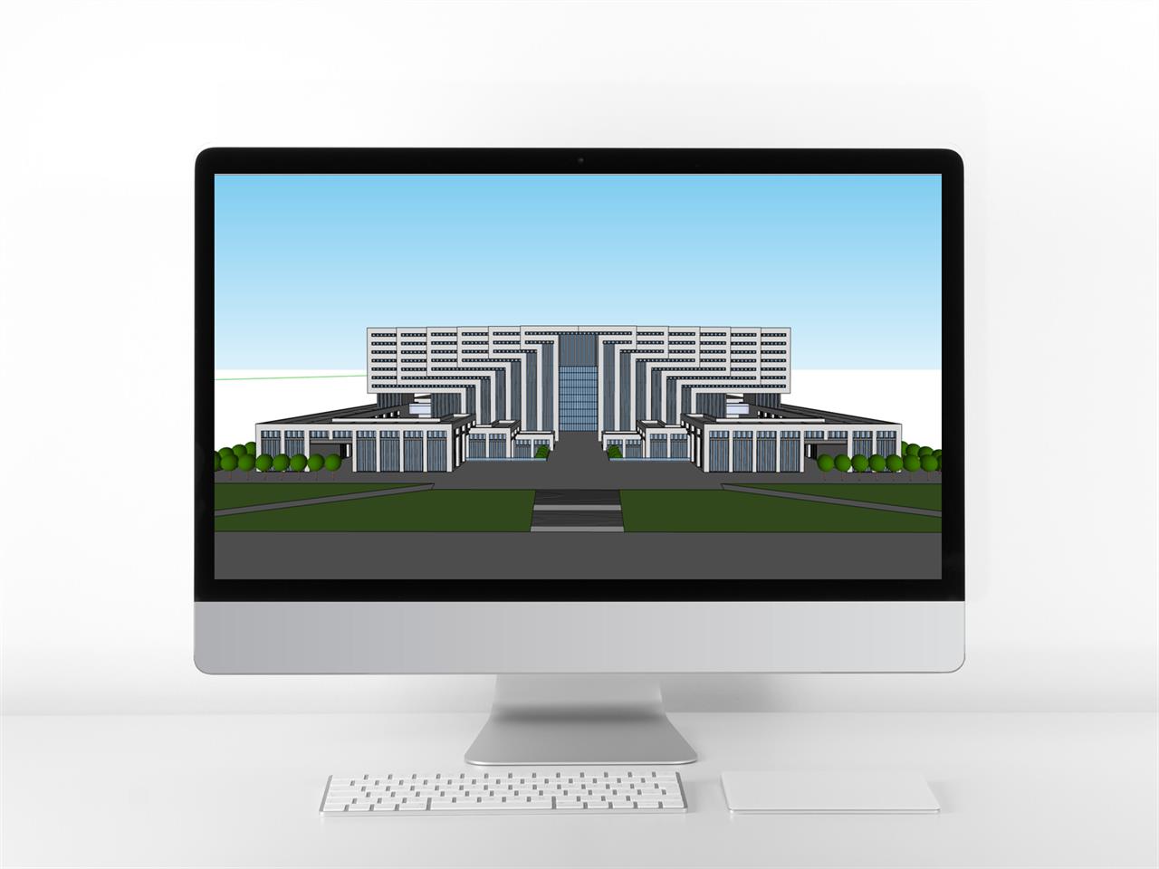 현대적인 사무행정시설 디자인 Sketchup 배경 만들기 미리보기