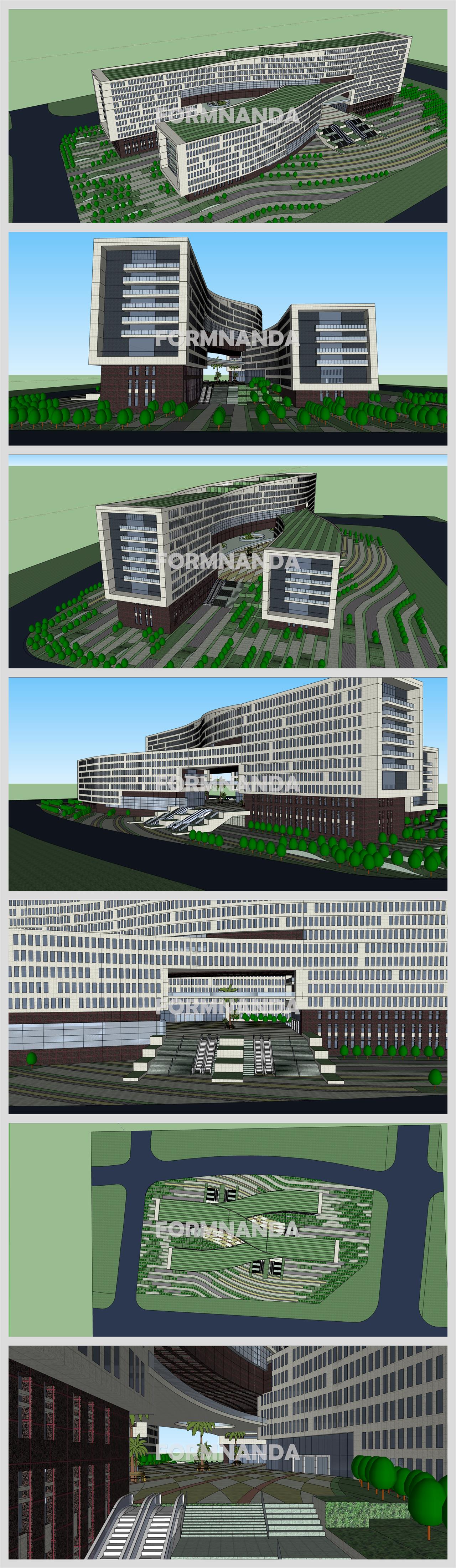 멋진 사무행정시설 실외 Sketchup 샘플 디자인 상세보기