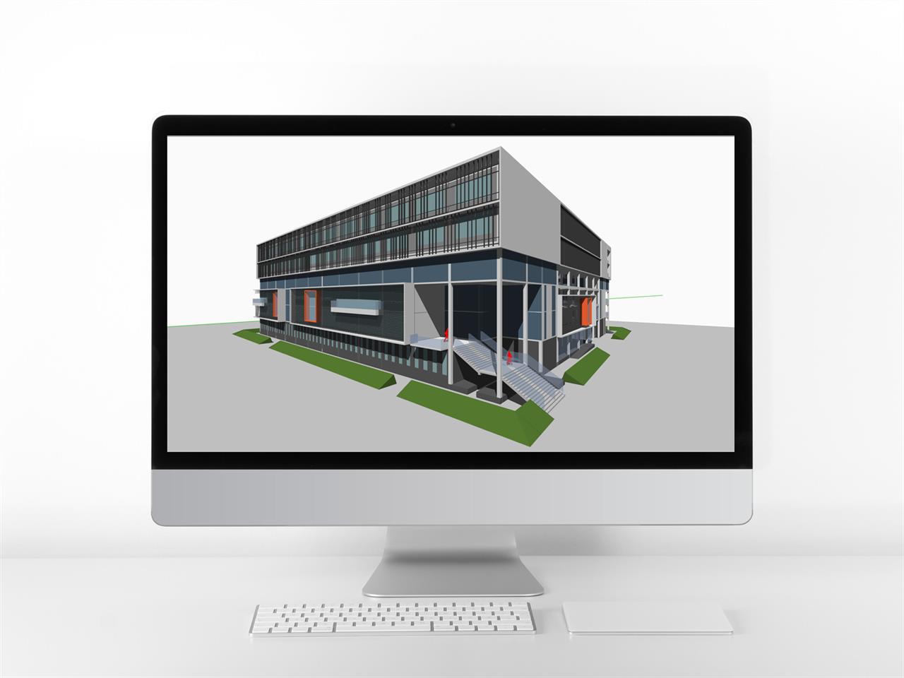 단순한 사무행정시설 디자인 Sketchup 배경 디자인 미리보기